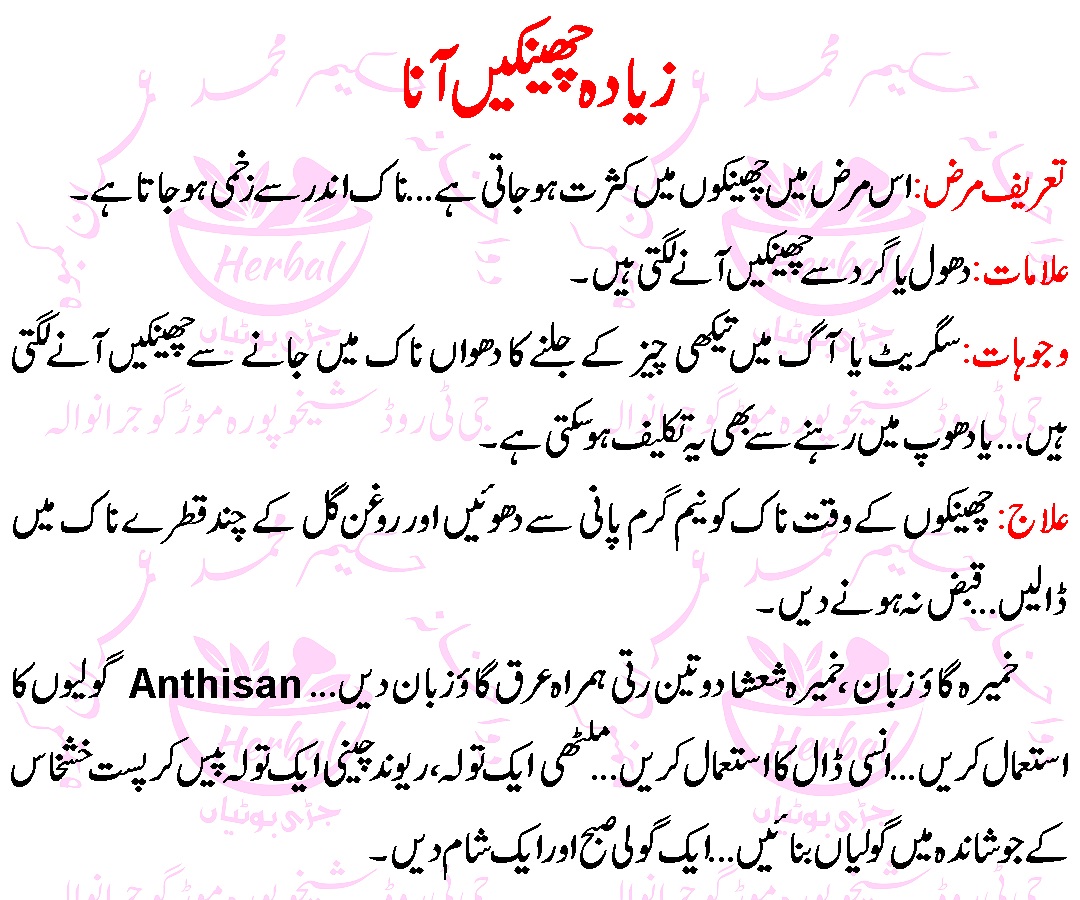 Nasal Allergy Treatment In Urdu ( Chenkoun Ka Elaj )