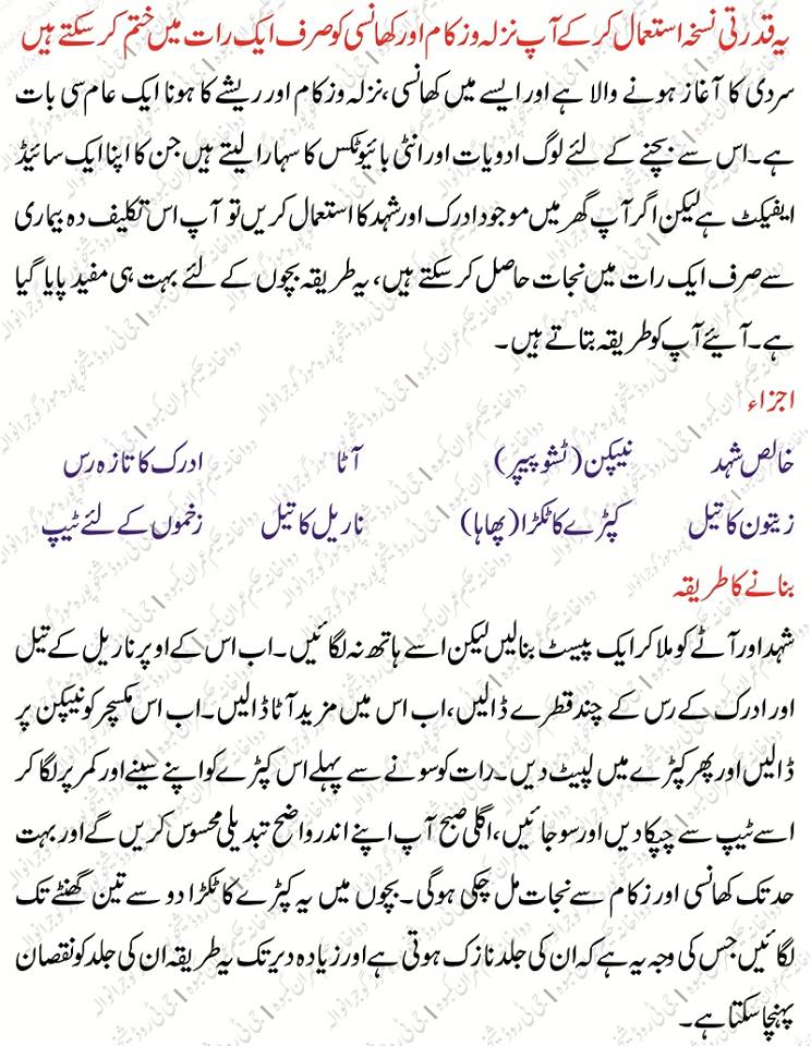 Desi Gharelo Nuskhay Totkay Upay for Cough Khansi in Urdu Hind